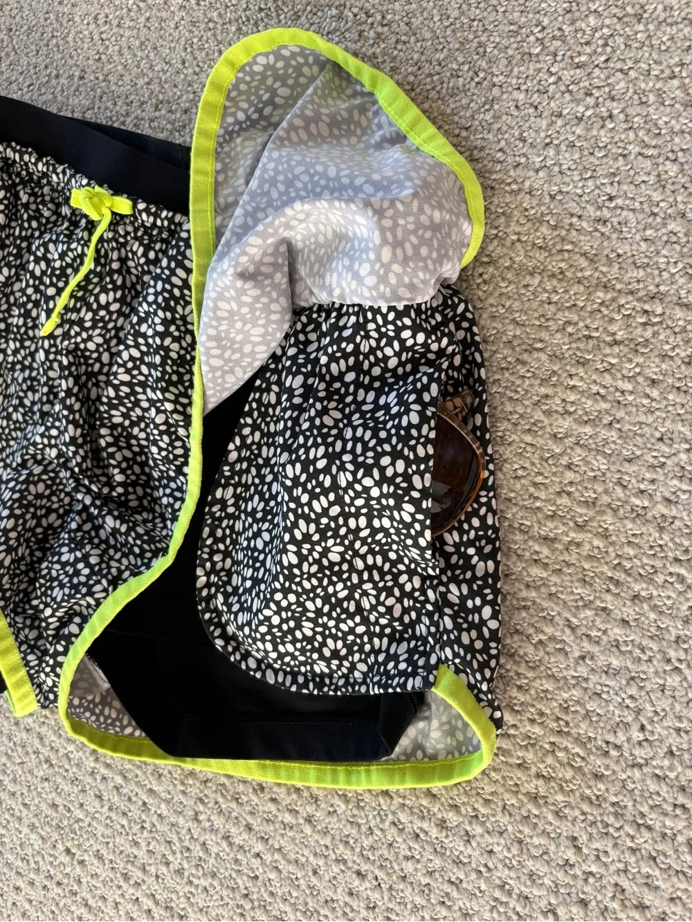 Nike Black & Neon Yellow Running Shorts